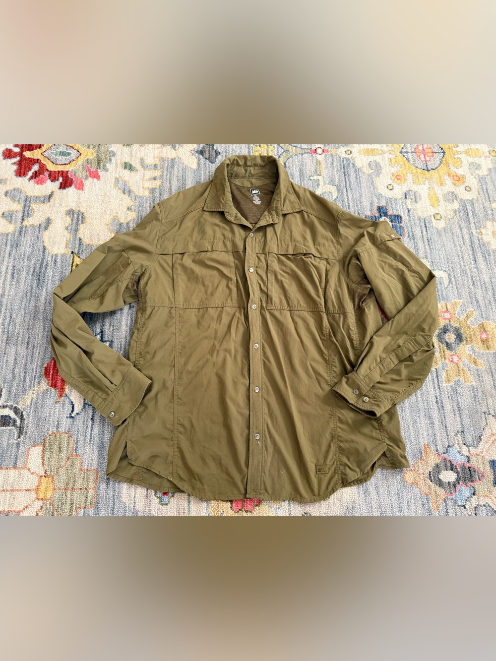 REI Mens Lightweight Vented Outdoor/Fishing/Camping Shirt Olive Green  XL